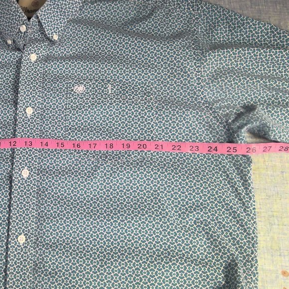 Wrangler Button Down Shirt Long Sleeve Blue Geometric Men's XL - Picture 6 of 8